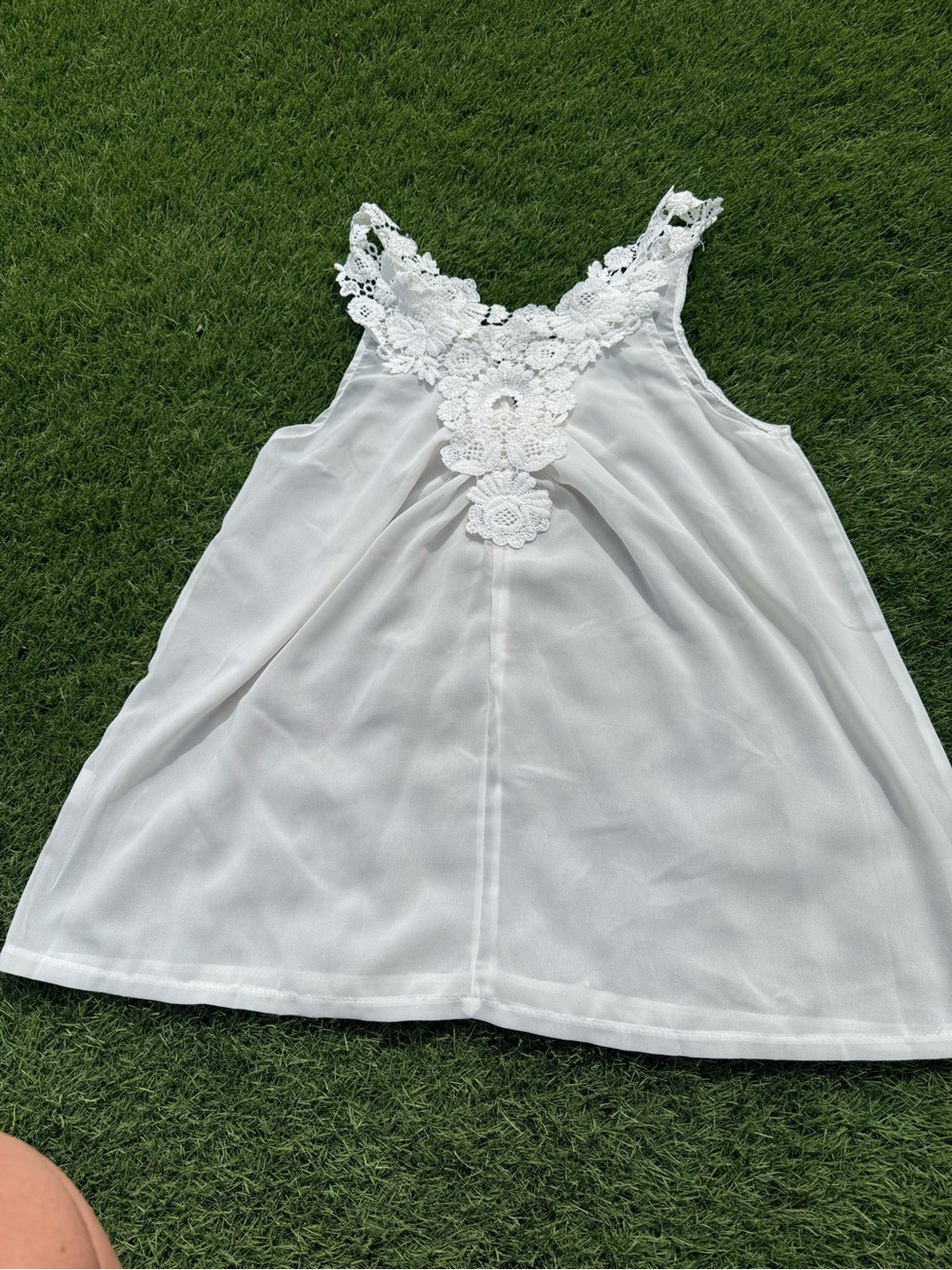 Women's White Crochet-Trim Tank Top